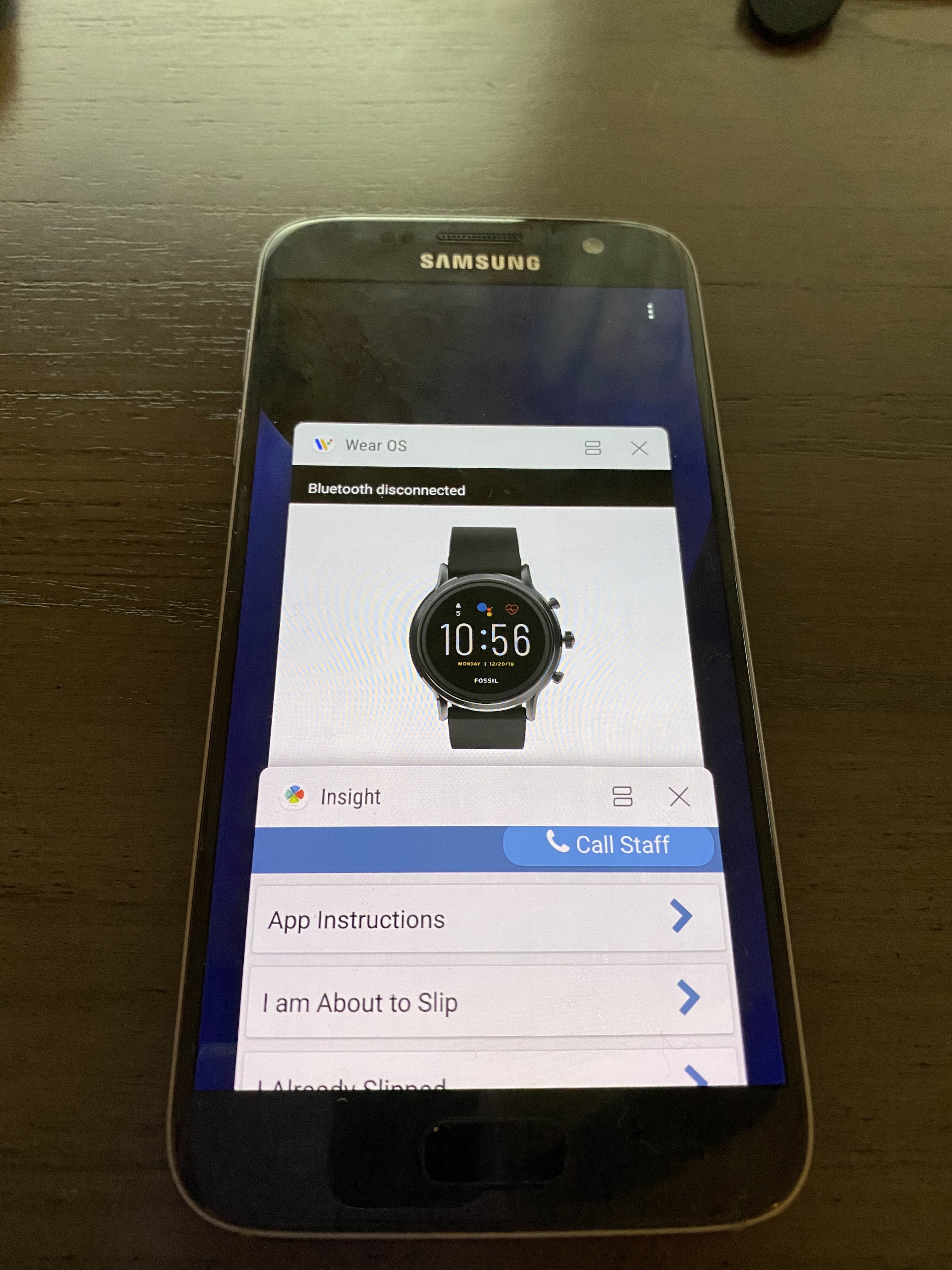Galaxy S7 Recent Window Displays Insight and Wear OS